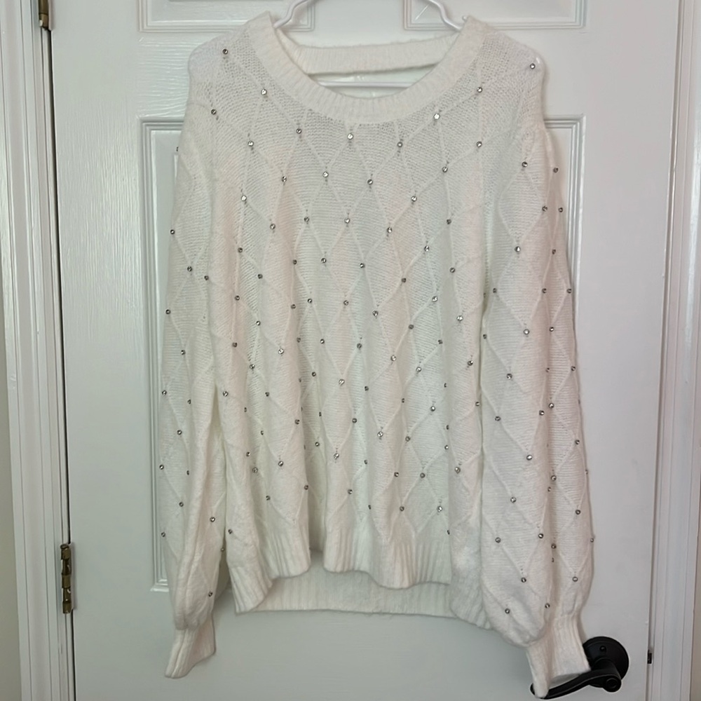 Lilly Pulitzer- Veronita Sweater in Coconut Scattered Rhinestones